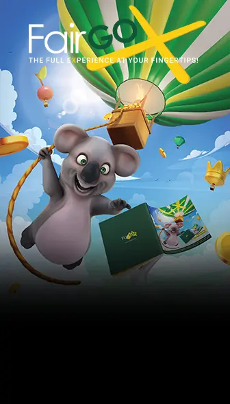 Fair Go X magazine artwork with Kev the Koala swinging from a hot-air balloon rope