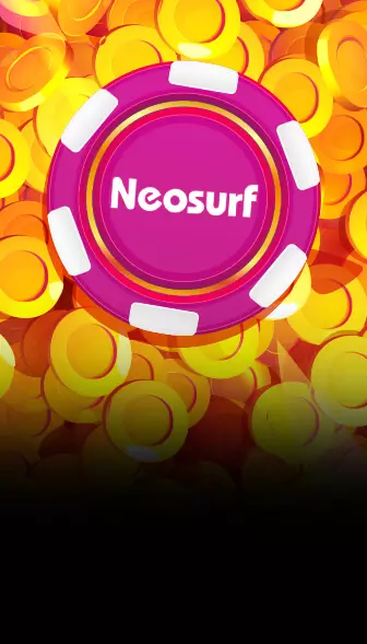 Neosurf deposit bonus artwork with a pink Neosurf chip on a pile of gold coins